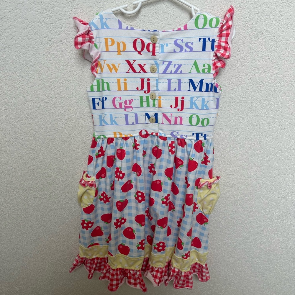 Olive Mae school rainbow Alphabet Kids Dress perfect for first day of school - Picture 5 of 7